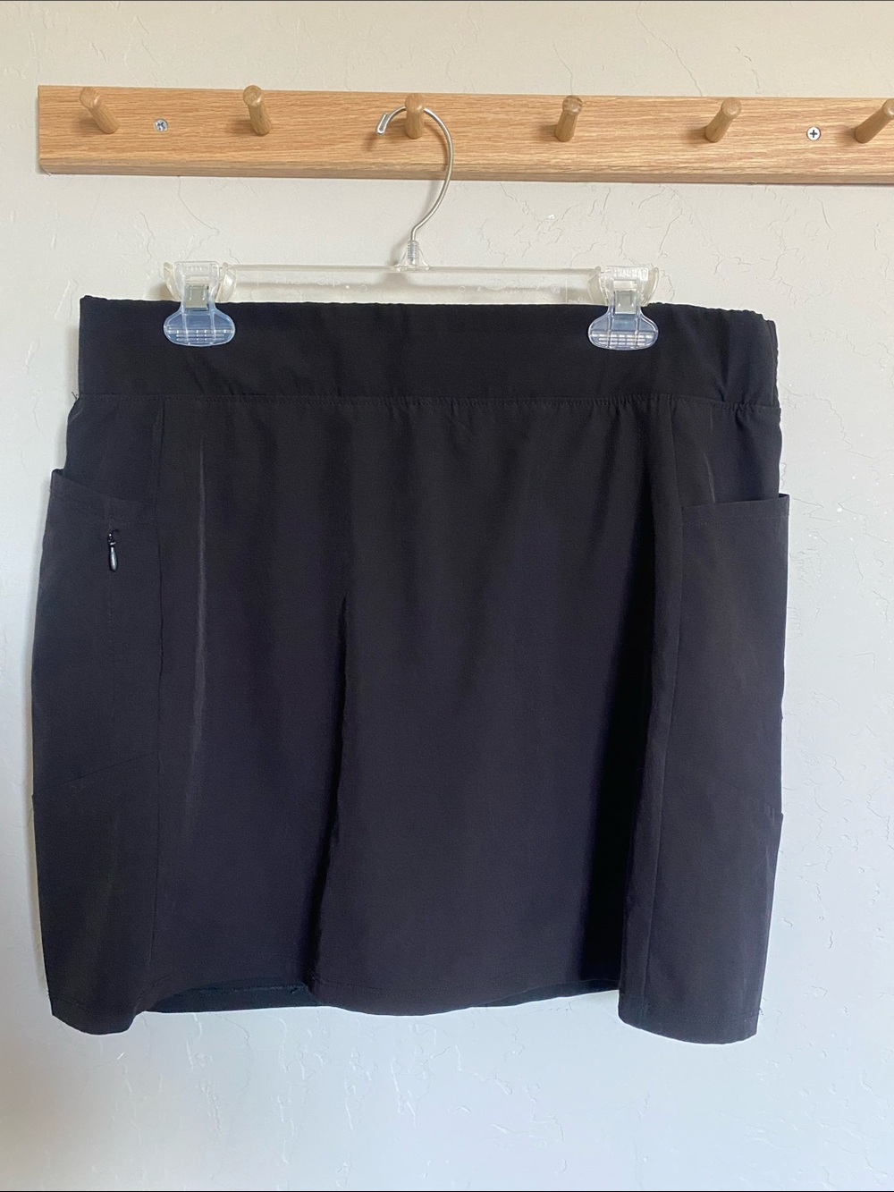 RBX Women's Athletic Straight Skort Black Pull On Pockets Stretch Size L/G